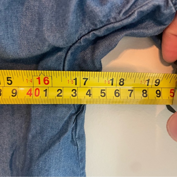 MASSIMO DUTTI Chambray Lace Balloon Sleeve Blouse - Blue Size 4 - Picture 12 of 12